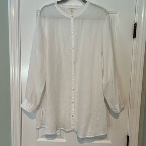 EILEEN FISHER 3X mandarin collar linen shirt